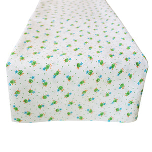 Cotton Print Table Runner Floral Tiny Flower Dots Green