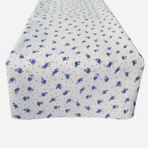 Cotton Print Table Runner Floral Tiny Flower Dots Purple