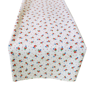 Cotton Print Table Runner Floral Tiny Flower Dots - Red