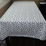 Cotton Tablecloth Animal Print Tiny Paw Prints Black on White