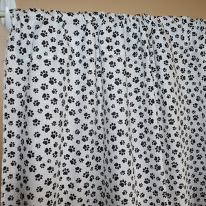 Cotton Curtain Animal Paw Print 58 Inch Tiny Black Paws on White