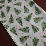 100% Cotton Table Runner Christmas / Event Decoration Christmas Trees on White