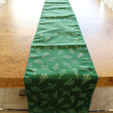 Brocade Table Runner Christmas Holiday Collection Glittery Trees Green