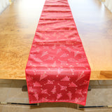 Brocade Table Runner Christmas Holiday Collection Glittery Trees Red