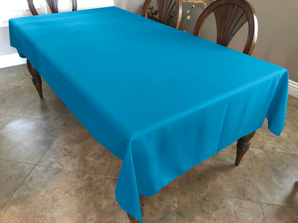 Polyester Poplin Gaberdine Durable Tablecloth Solid Turquoise