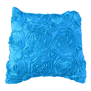 Satin Rosette Decorative Throw Pillow/Sham Cushion Cover Turquoise