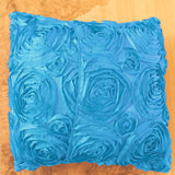 Satin Rosette Decorative Throw Pillow/Sham Cushion Cover Turquoise
