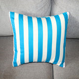 Cotton 1 Inch Stripe Decorative Throw Pillow/Sham Cushion Cover Turquoise and White