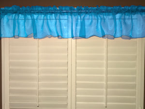 Sheer Organza Window Valance 58" Wide Solid Turquoise