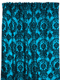 Flocking Damask Taffeta Window Curtain 56 Inch Wide - Turquoise