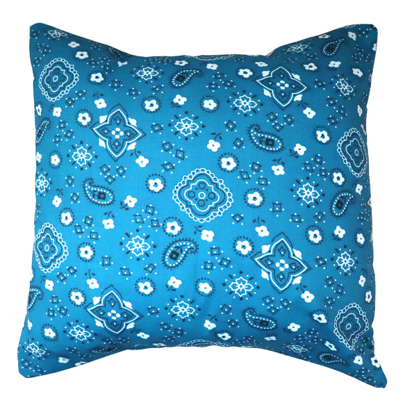 Cotton Bandanna Print Floral Decorative Throw Pillow/Sham Cushion Cover Turquoise