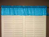 Silver Stars on Sheer Organza Tinted Window Valance 58" Wide - Turquoise