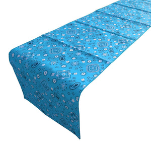 Cotton Print Table Runner Paisley Bandanna Turquoise