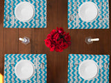 Chevron Print Cotton Dinner Table Placemats Holiday Home Decoration 13" x 19" (Pack of 4)