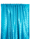 Pintuck Taffeta Cross Stitch Pattern Single Curtain Panel 54 Inch Wide - Turquoise