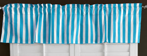 Cotton Window Valance Stripe Print 58 Inch Wide / 1 Inch Stripe Turquoise