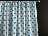 Cotton Curtain Polka Dots Print 58 Inch Wide / Turquoise on White