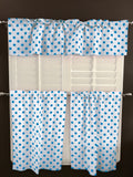 Polka Dots Cotton Window Valance 3 Piece Set Home Kitchen Bedroom Window Curtains