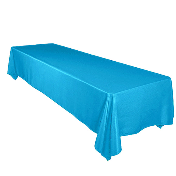 Shiny Satin Solid Tablecloth Turquoise
