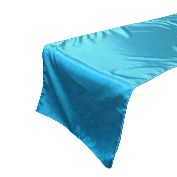 Shiny Satin Table Runner Solid Turquoise