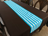 Cotton Print Table Runner 1 Inch Wide Stripes Turquoise