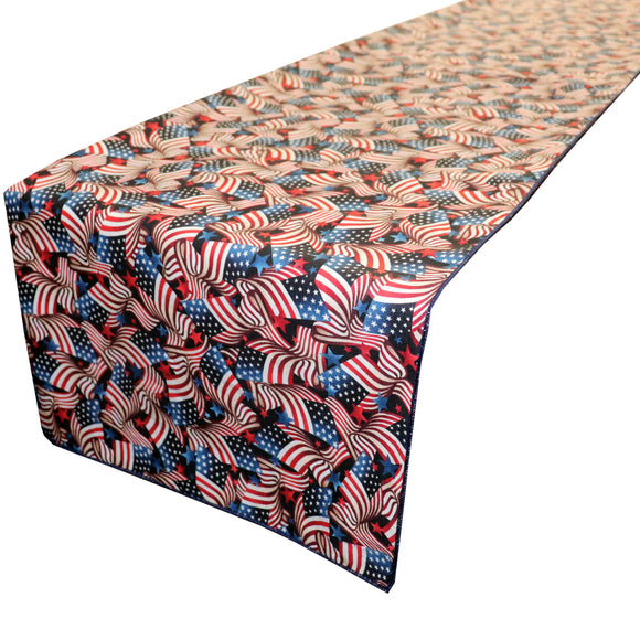 100% Cotton Table Runner 4th of July / Event Decoration United States Flags Army