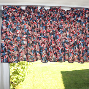 100% Cotton Window Valance 106" Wide 4th of July United States Flags Army Print