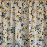 Cotton Curtain Floral Print 58 Inch Wide Vintage Floral Large Roses Blue on White