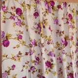 Cotton Curtain Floral Print 58 Inch Wide Vintage Floral Large Roses Magenta on White