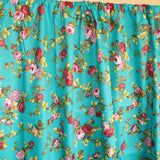 Cotton Curtain Floral Print 58 Inch Wide Vintage Floral Large Roses Teal