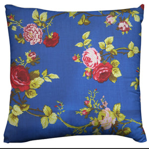 Cotton Vintage Floral Decorative Throw Pillow/Sham Cushion Cover Royal Blue