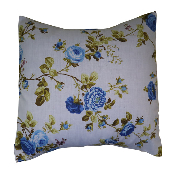 Cotton Vintage Floral Decorative Throw Pillow/Sham Cushion Cover Blue on White