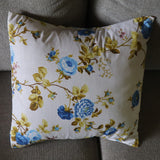 Cotton Vintage Floral Decorative Throw Pillow/Sham Cushion Cover Blue on White