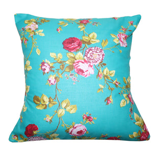 Cotton Vintage Floral Decorative Throw Pillow/Sham Cushion Cover Teal