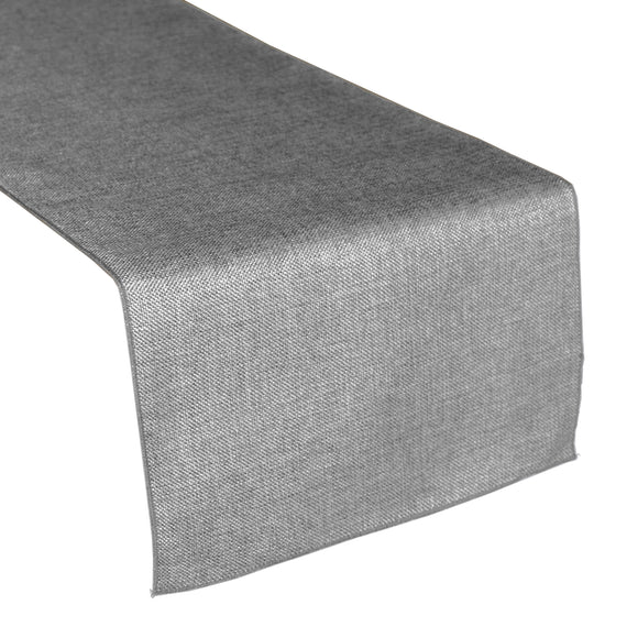 Faux Burlap Table Runner Solid Silver