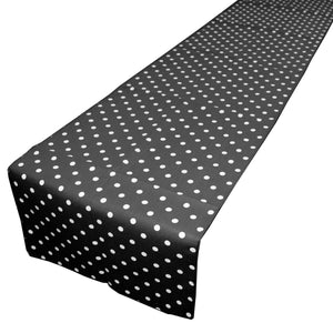 Cotton Print Table Runner Polka Dots Small Dots White on Black