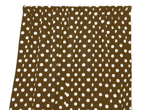 Cotton Curtain Polka Dots Print 58 Inch Wide / White on Brown