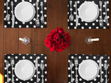 Polka Dots Print Cotton Dinner Table Placemats Holiday Home Decoration 13" x 19" (Pack of 4)
