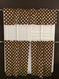 Polka Dots Cotton Window Valance 3 Piece Set Home Kitchen Bedroom Window Curtains