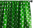 Cotton Curtain Polka Dots Print 58 Inch Wide - White on Green