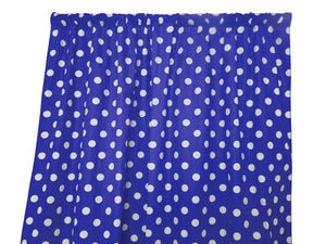 Cotton Curtain Polka Dots Print 58 Inch Wide / White on Royal Blue