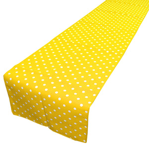 Cotton Print Table Runner Polka Dots Small Dots White on Yellow
