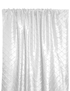 Pintuck Taffeta Cross Stitch Pattern Single Curtain Panel 54 Inch Wide White