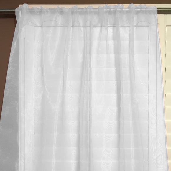 Sheer Tinted Organza Solid Single Curtain Panel 58 Inch Wide White