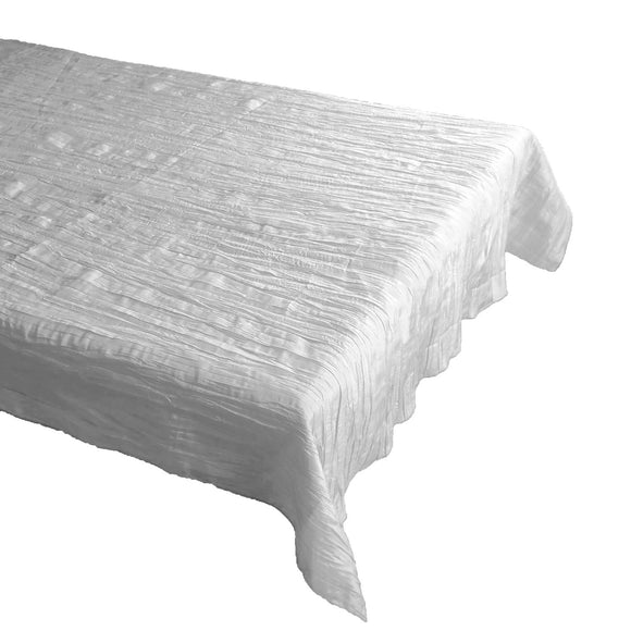 Crinkle Style Crushed Taffeta Tablecloth White