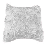 Satin Rosette Decorative Throw Pillow/Sham Cushion Cover White