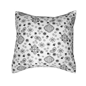 Cotton Floral Print Decorative Throw Pillow/Sham Cushion Cover Bandanna - White