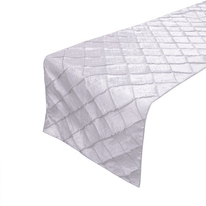 Pintuck Taffeta Table Runner - White