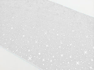 Light Weight Sheer Organza with Silver Stars Decorative Table Runner White