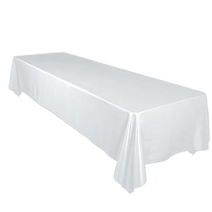 Shiny Satin Solid Tablecloth - White